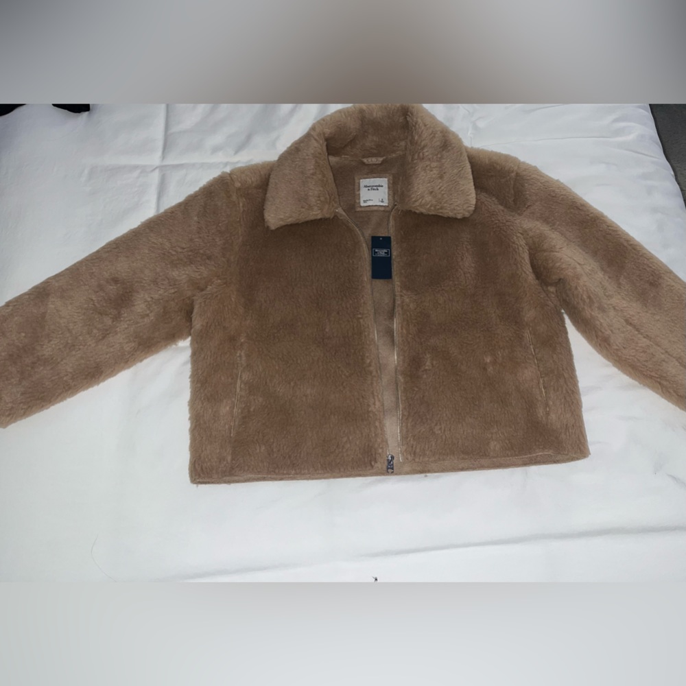 Abercrombie brown shearling coat, size small.
